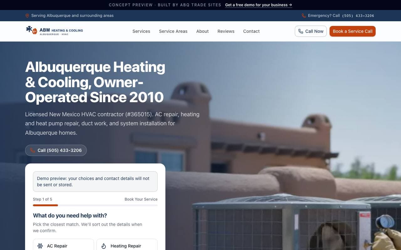 ABM Heating & Cooling website