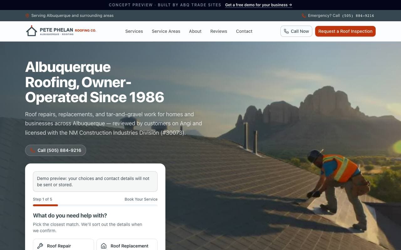 Pete Phelan Roofing Co. website